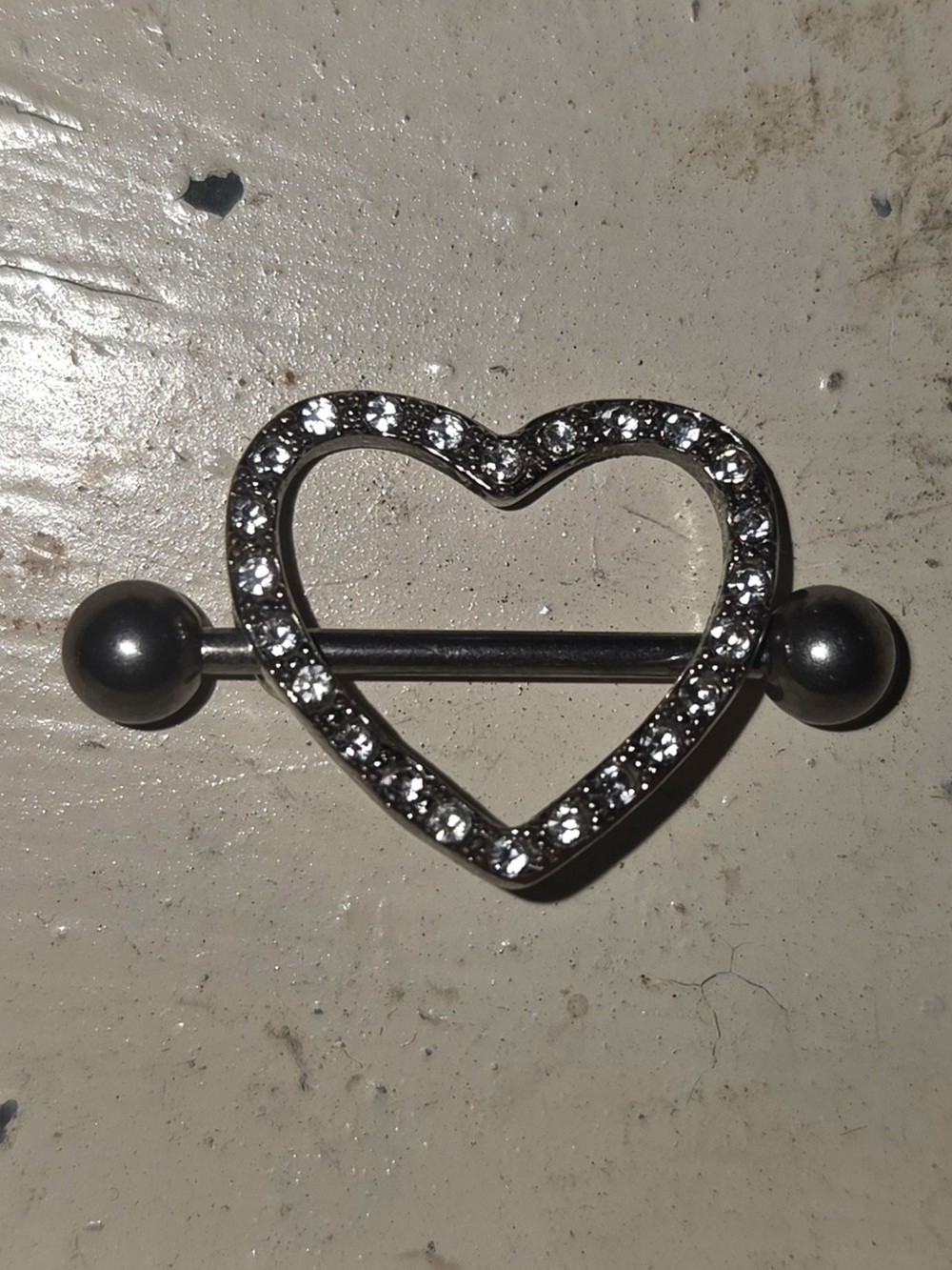Heart CZ Nipple Barbell - 14 gauge 1.6mm/316 L SS Heart